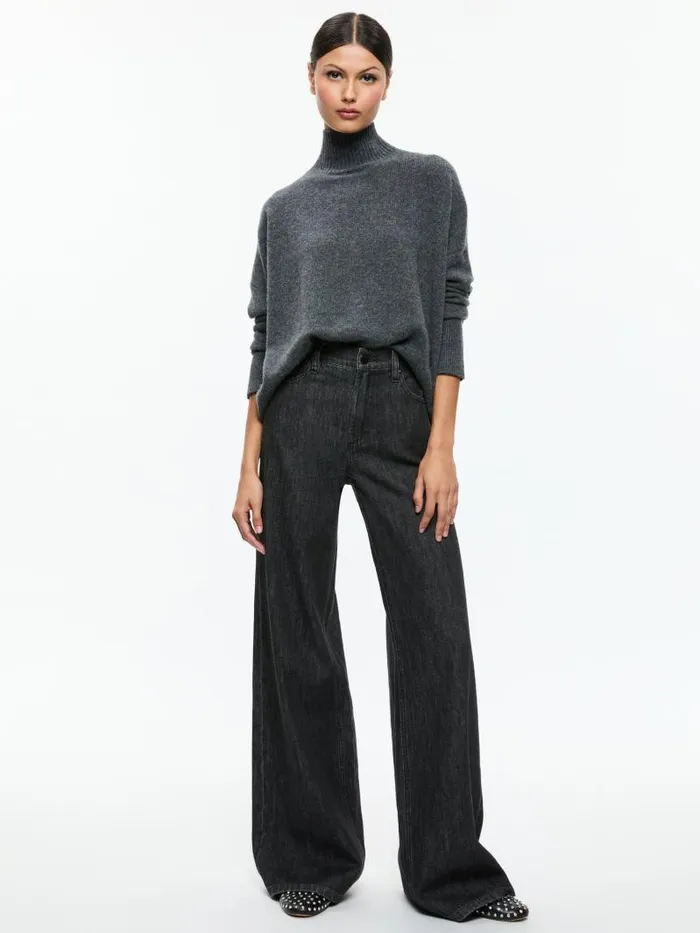 Alice Olivia BARBRA TURTLENECK EASY PULLOVER Charcoal Heather Women Sweaters