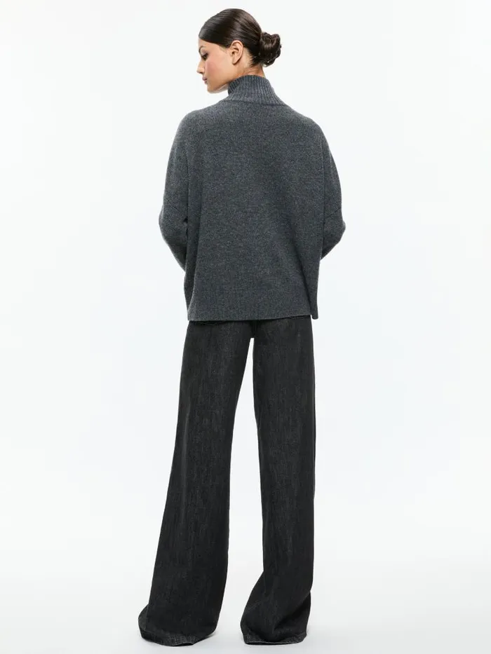Alice Olivia BARBRA TURTLENECK EASY PULLOVER Charcoal Heather Women Sweaters