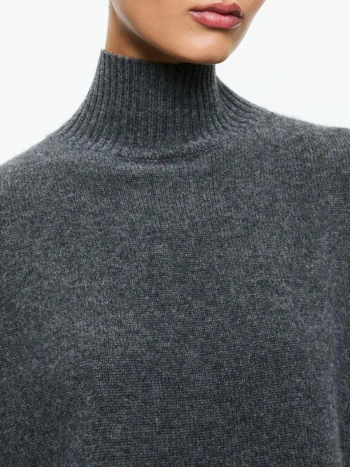 Alice Olivia BARBRA TURTLENECK EASY PULLOVER Charcoal Heather Women Sweaters