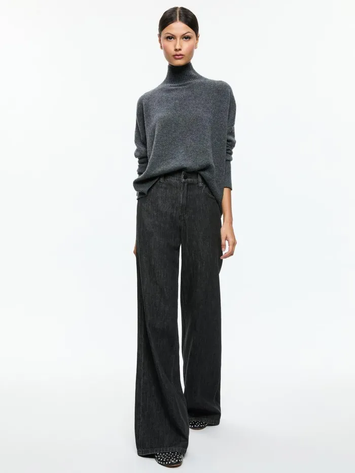 Alice Olivia BARBRA TURTLENECK EASY PULLOVER Charcoal Heather Women Sweaters