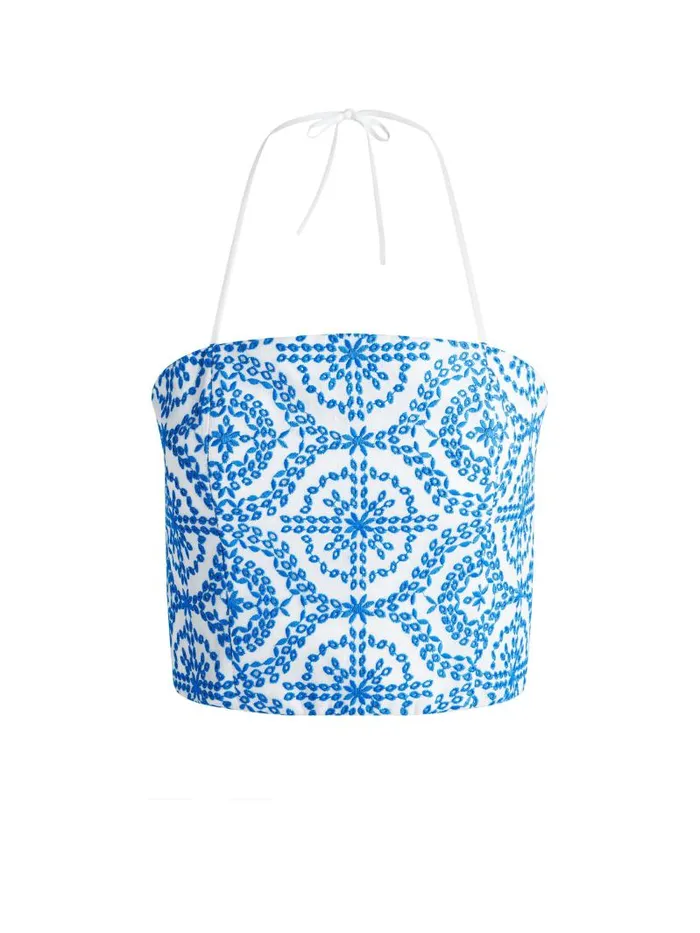 Alice Olivia CERESI HALTER BANDEAU TOP Off Whitefrench Blue Women Tops