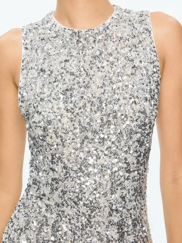 Alice Olivia COLEY SEQUIN MINI DRESS Forest Green Women Dresses
