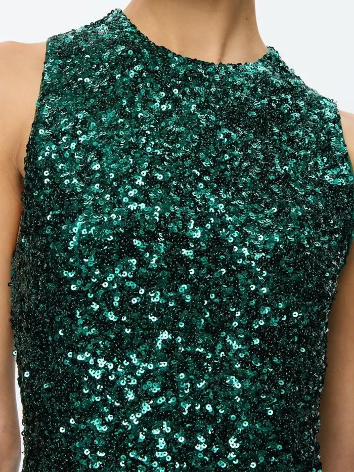 Alice Olivia COLEY SEQUIN MINI DRESS Forest Green Women Dresses