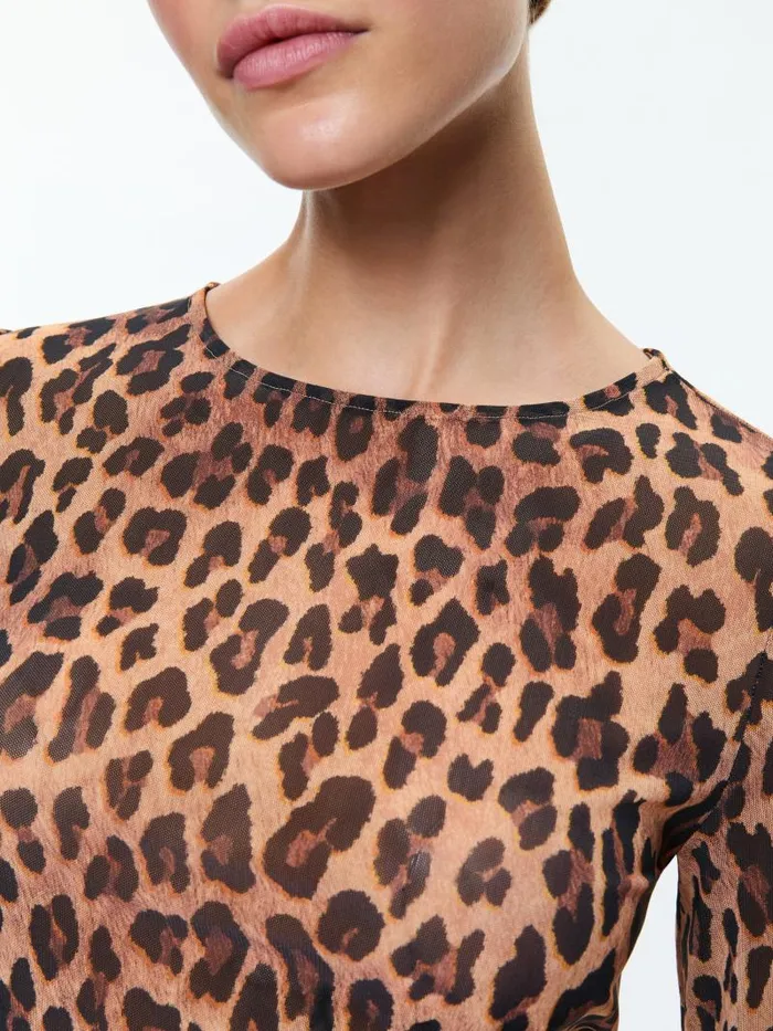 Alice Olivia DELAINA MESH LONG SLEEVE TOP Italian Landscape Women Tops