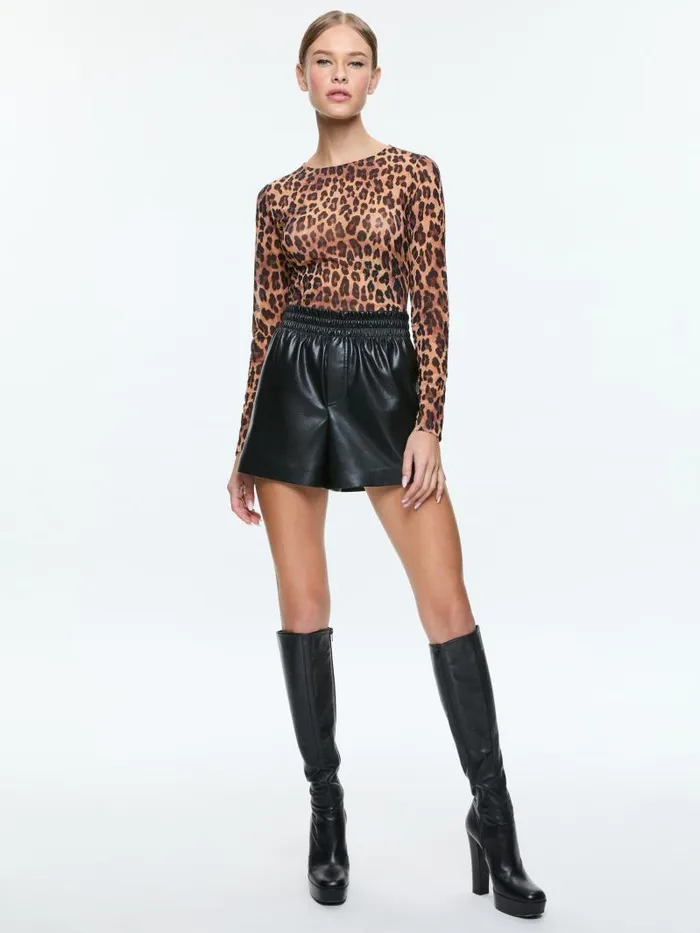 Alice Olivia DELAINA MESH LONG SLEEVE TOP Italian Landscape Women Tops