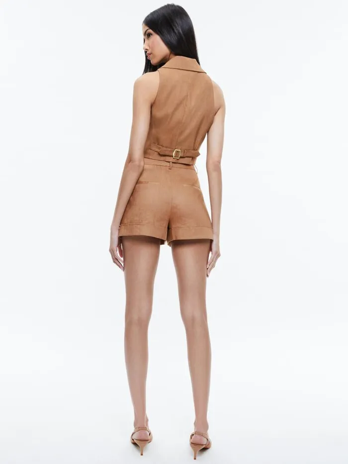 Alice Olivia DONNA LINEN VEST Tan Women Tops
