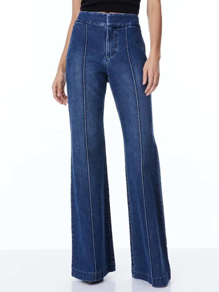 Alice Olivia DYLAN HIGH WAISTED WIDE LEG JEAN Love Train Women Jeans