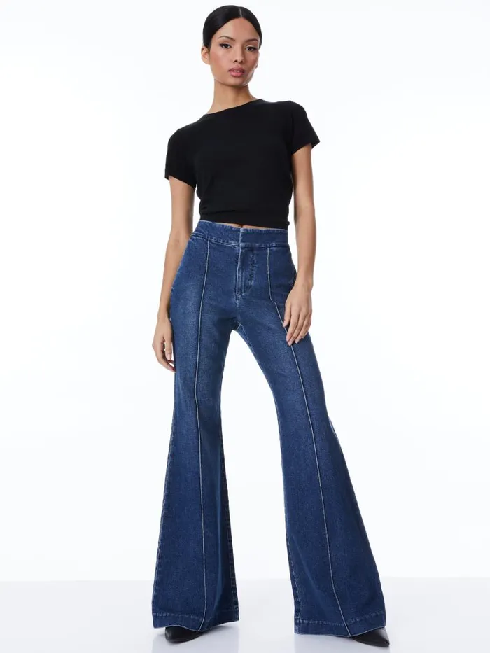 Alice Olivia DYLAN HIGH WAISTED WIDE LEG JEAN Love Train Women Jeans