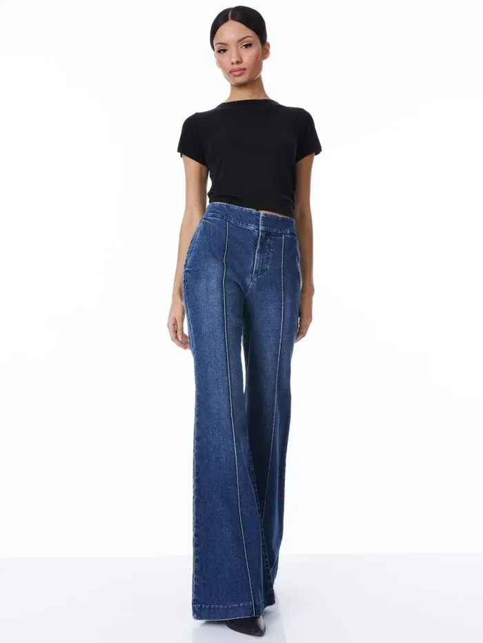 Alice Olivia DYLAN HIGH WAISTED WIDE LEG JEAN Love Train Women Jeans