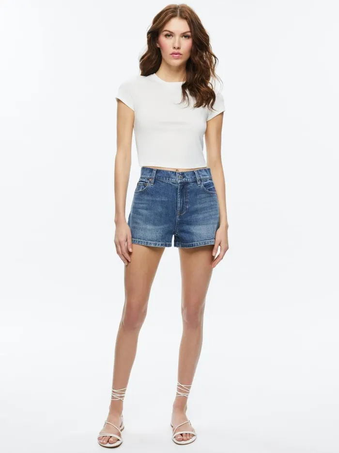 Alice Olivia ERNIE LOW RISE BUCKLEBACK SHORT Brooklyn Blue Women Shorts