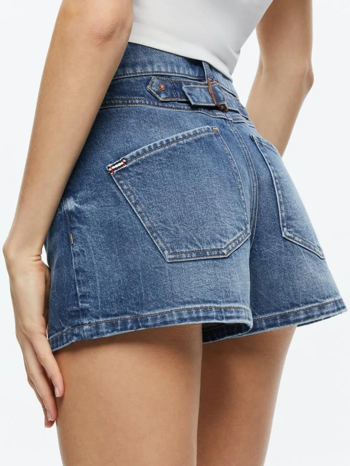 Alice Olivia ERNIE LOW RISE BUCKLEBACK SHORT Brooklyn Blue Women Shorts