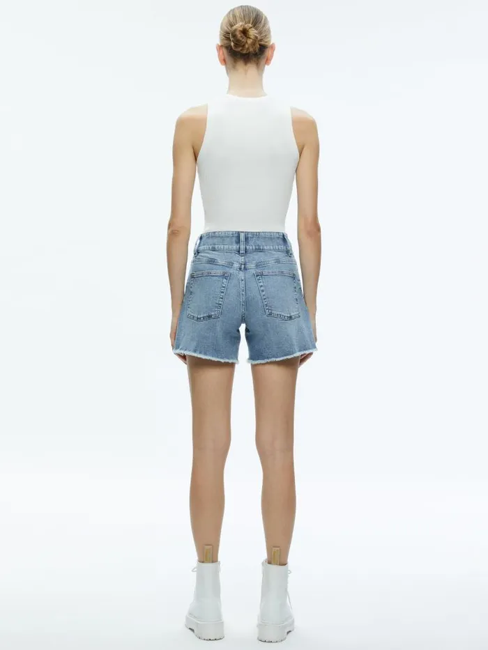 Alice Olivia HAN HIGH RISE WIDE WAISTBAND SHORT Rockstar Blue Women Shorts