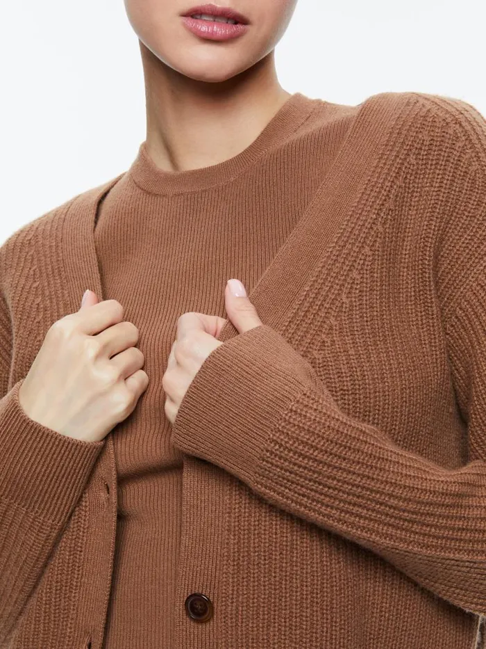 Alice Olivia JANNIE CARDIGAN Camel Women Sweaters