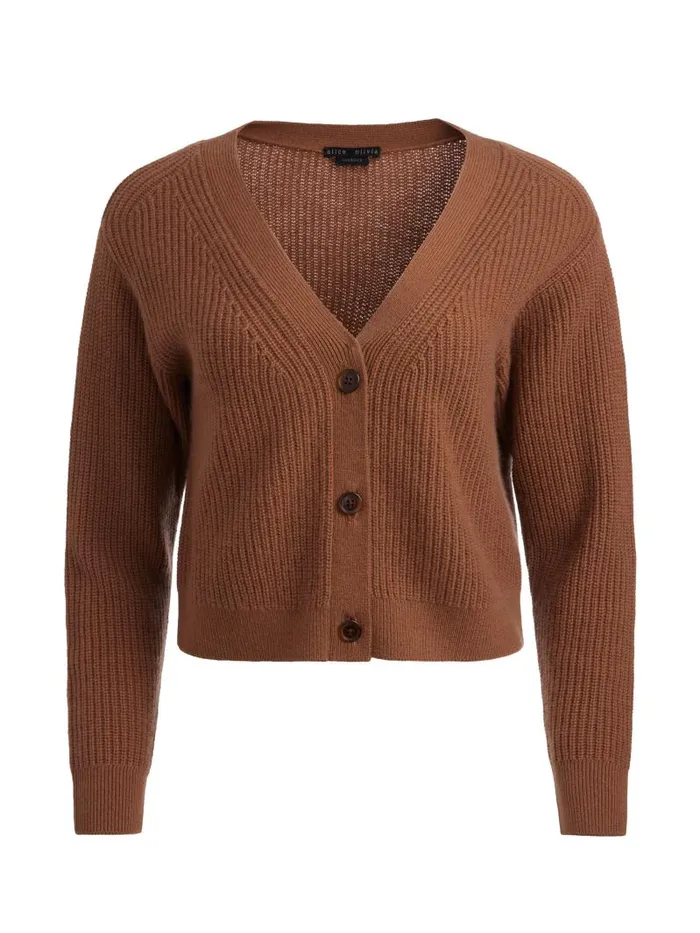 Alice Olivia JANNIE CARDIGAN Camel Women Sweaters