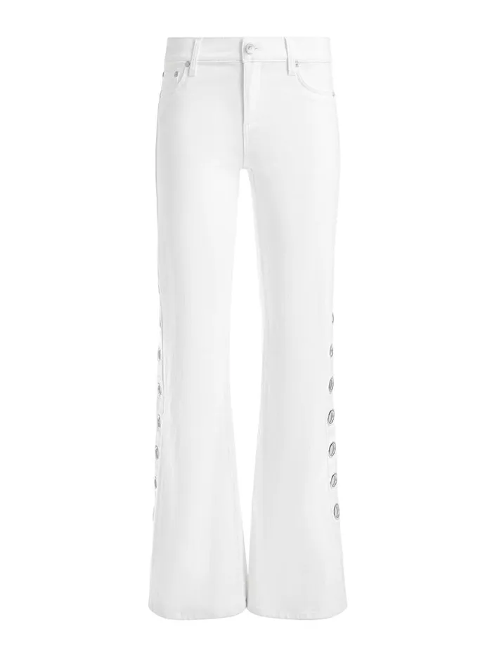 Alice Olivia JENNY LOW RISE SIDE GROMMET JEAN Off White Women Jeans