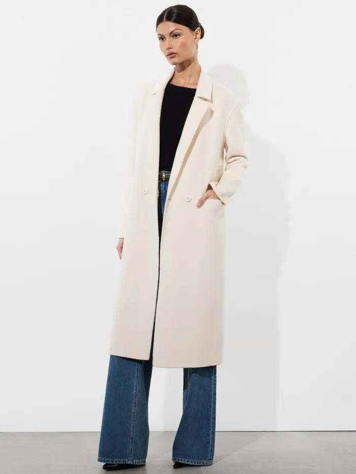 Alice Olivia JIMMY OVERSIZED COAT WITH LONG LAPEL Off White Women Jackets Coats
