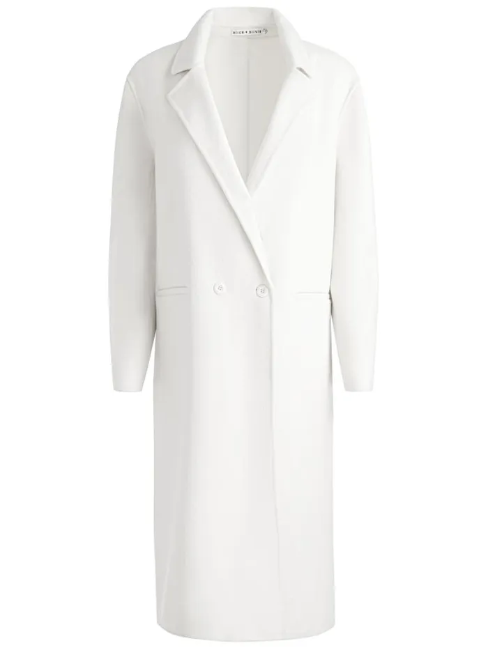 Alice Olivia JIMMY OVERSIZED COAT WITH LONG LAPEL Off White Women Jackets Coats