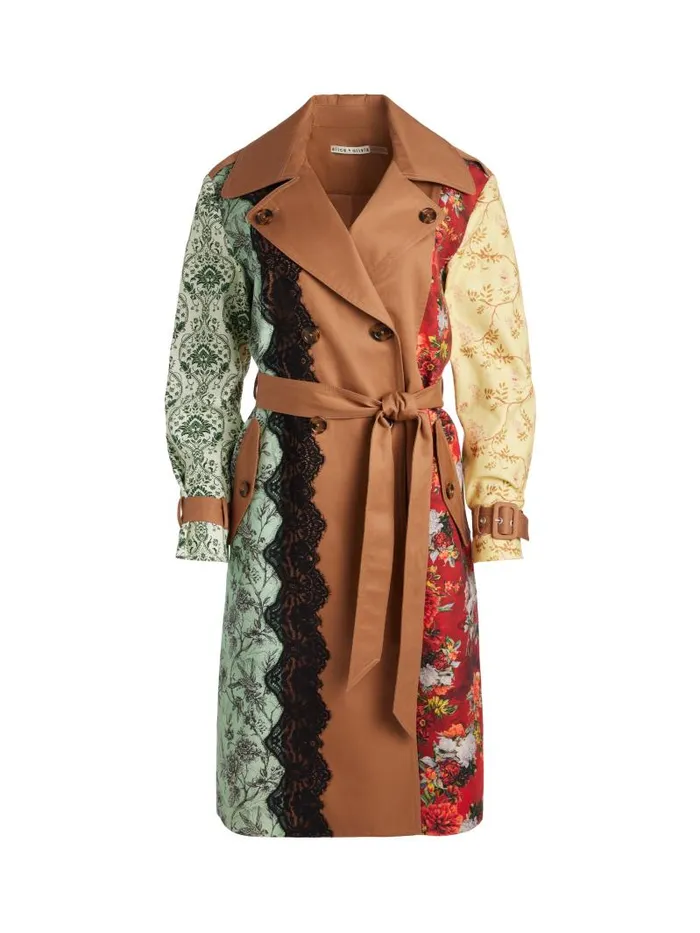 Alice Olivia KEITH MIDI TRENCH WITH LACE DETAIL Tanmulti Women Jackets Coats