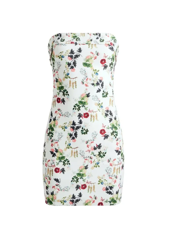 Alice Olivia KELLY SQUARE BUST MINI DRESS Blush Kiss Vanilla Women Dresses