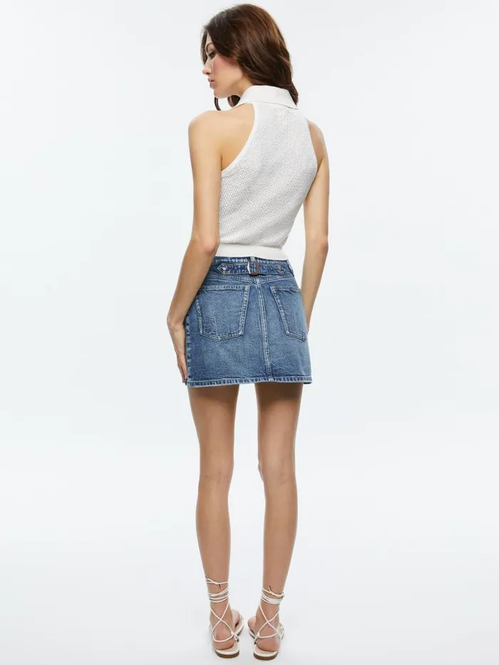 Alice Olivia MILES COLLARED TANK Light Mango Women Tops
