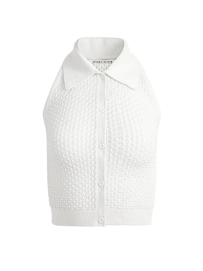 Alice Olivia MILES COLLARED TANK Light Mango Women Tops