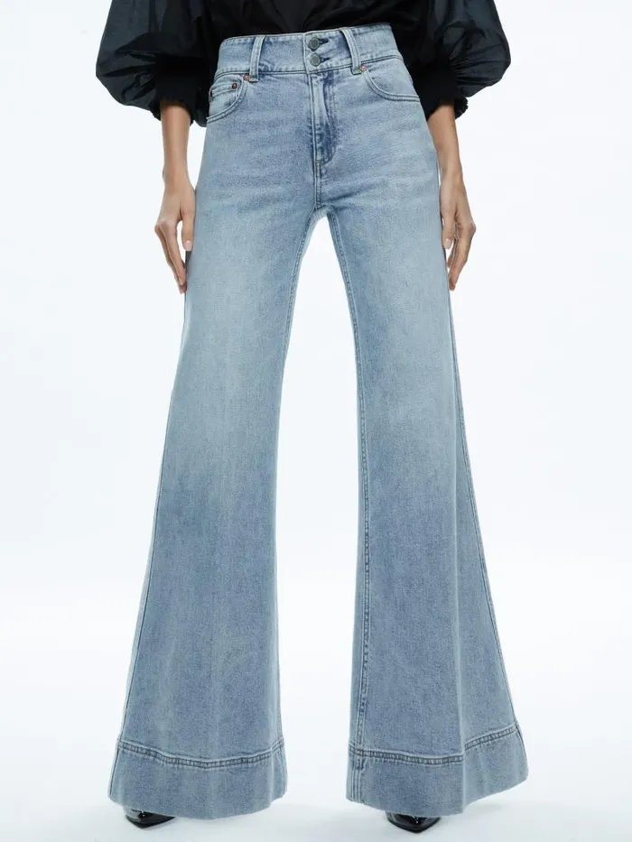 Alice Olivia MISSA HIGH RISE WIDE LEG JEAN Brooklyn Blue Women Jeans