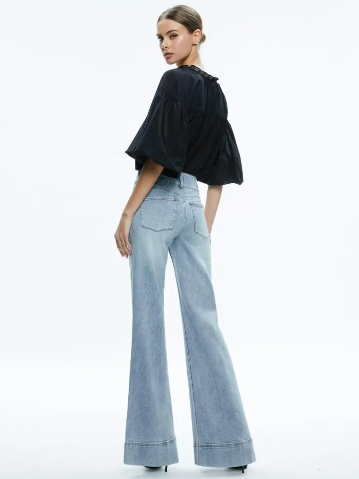 Alice Olivia MISSA HIGH RISE WIDE LEG JEAN Brooklyn Blue Women Jeans