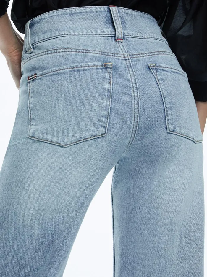 Alice Olivia MISSA HIGH RISE WIDE LEG JEAN Brooklyn Blue Women Jeans