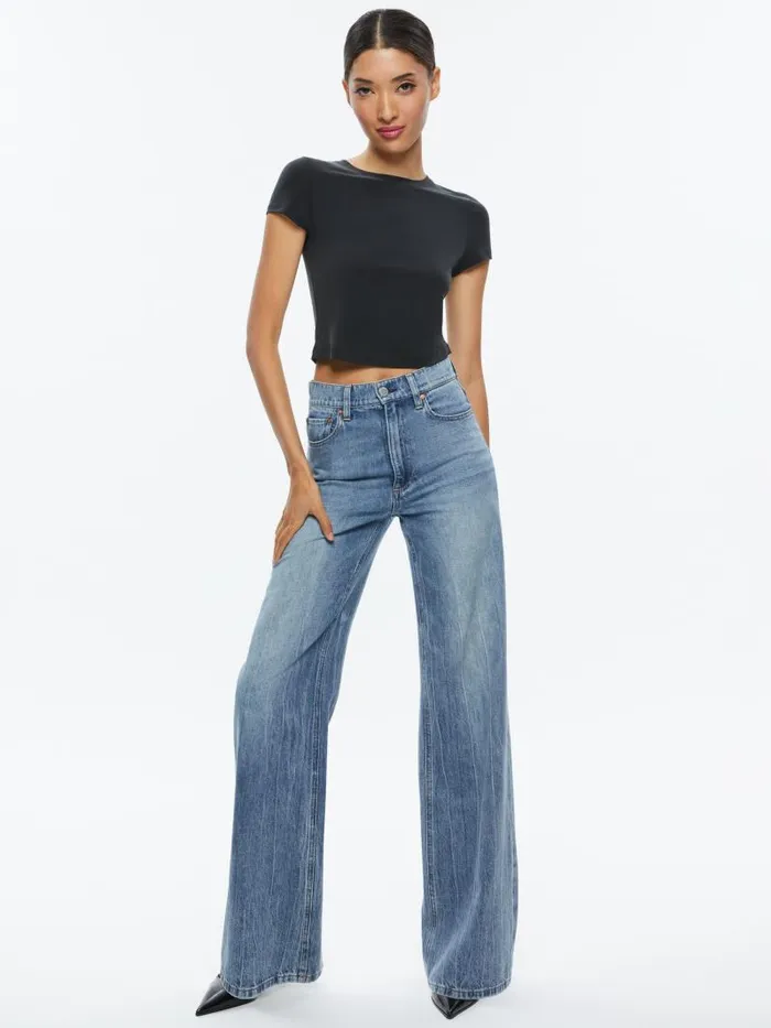 Alice Olivia ONIE BABY TEE Black Women Tops