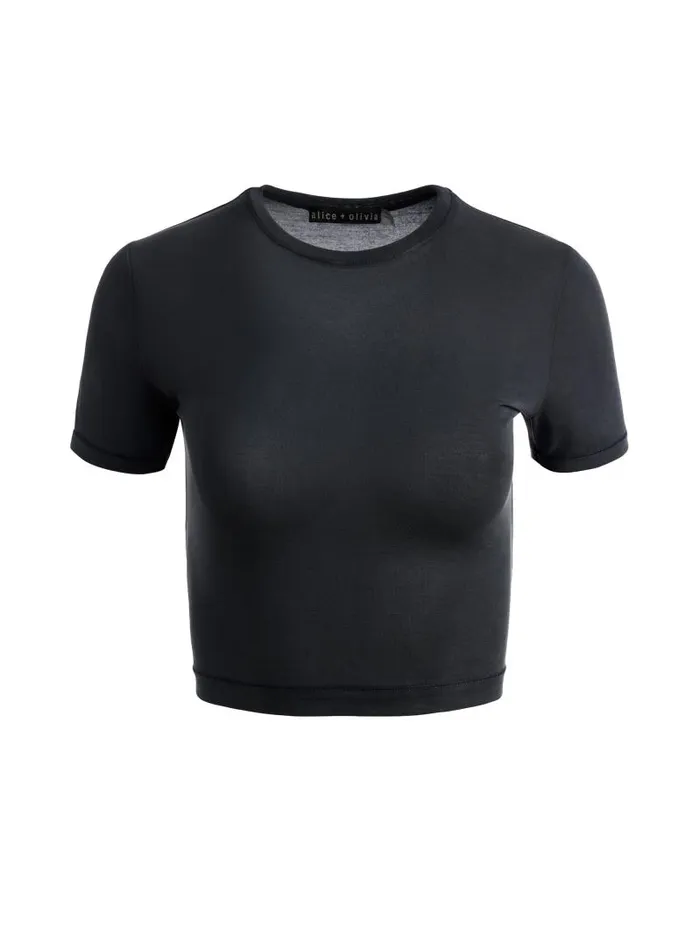 Alice Olivia ONIE BABY TEE Black Women Tops