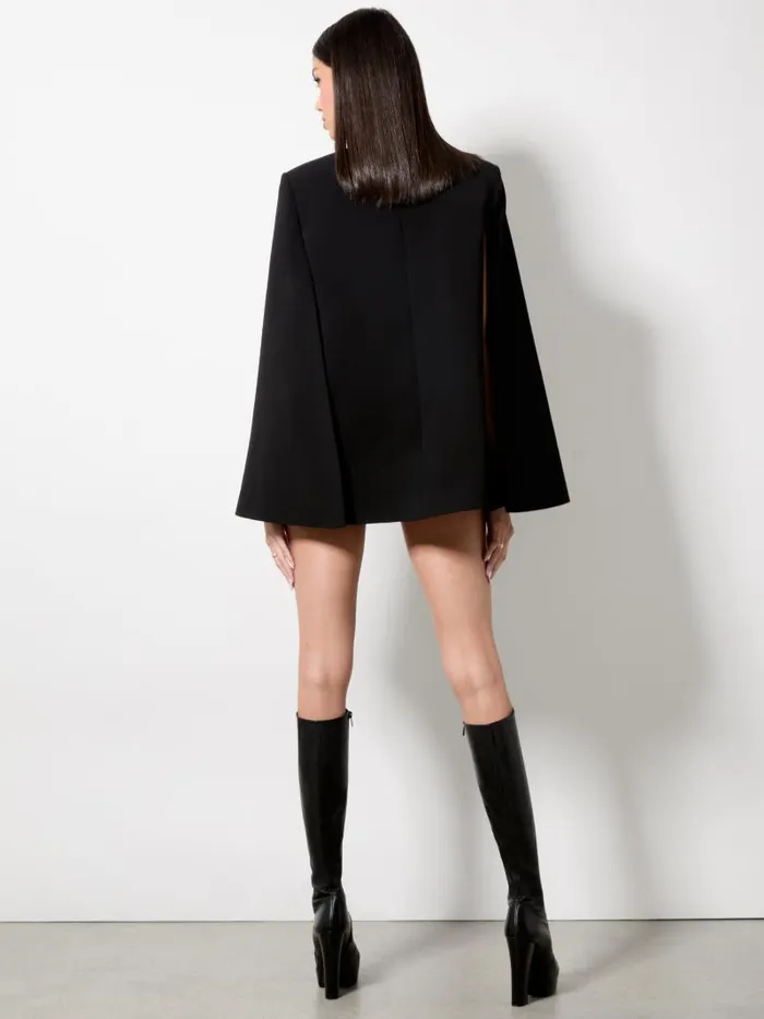 Alice Olivia PHILIPPA BOW FRONT CROPPED CAPE Blackoff White Women Jackets Coats