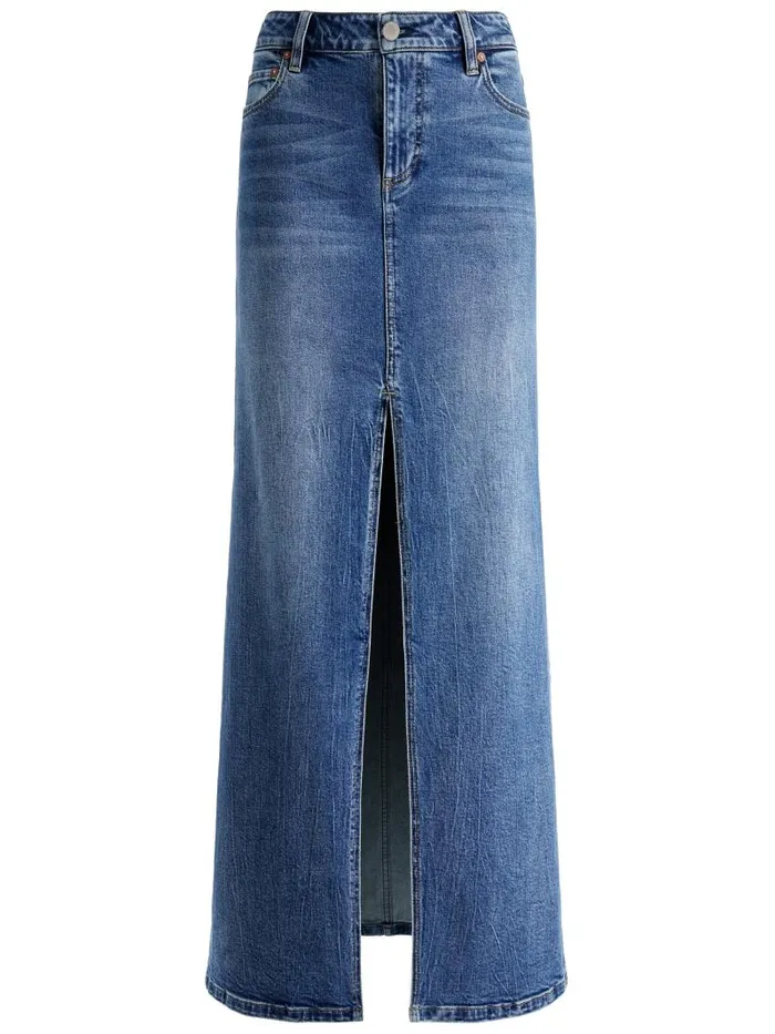 Alice Olivia RYE DENIM MAXI SKIRT Brooklyn Blue Women Skirts