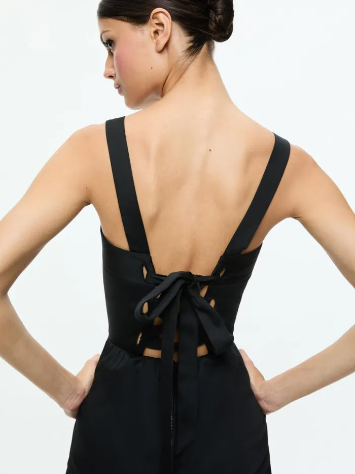 Alice Olivia SAIGE MIDI DRESS Black Women Dresses