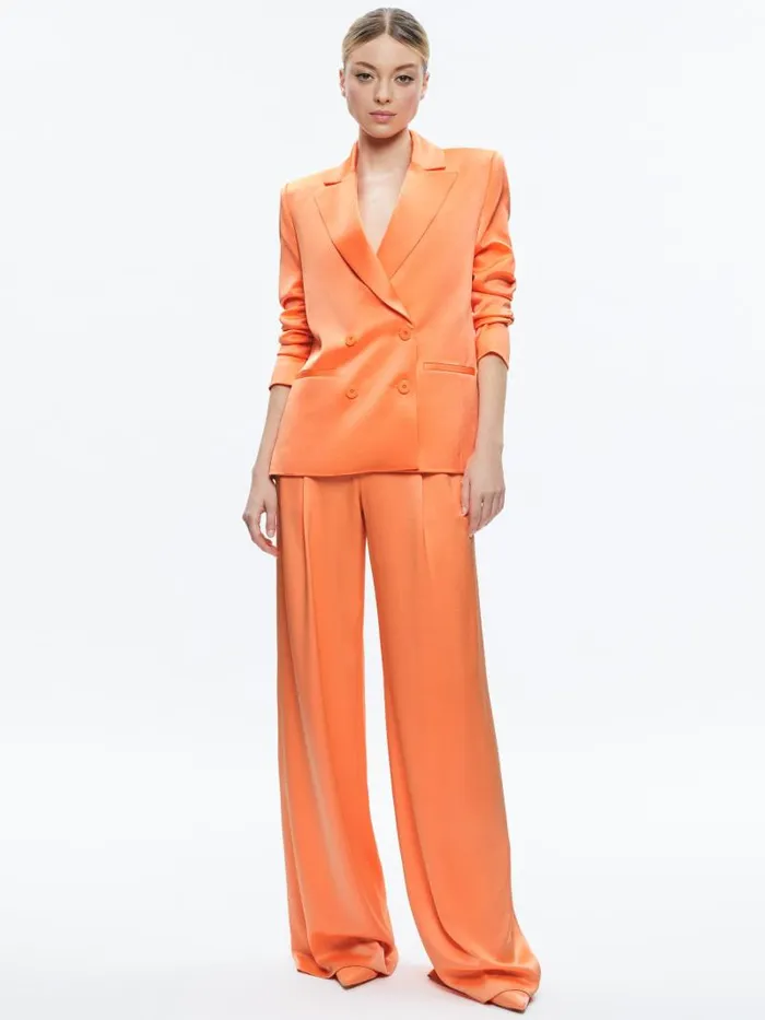 Alice Olivia SANTOS DOUBLE BREASTED BOYFRIEND BLAZER Coral Women Jackets Coats