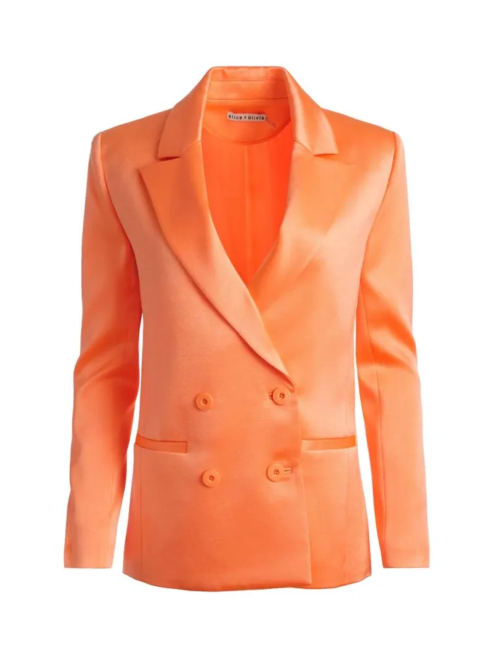 Alice Olivia SANTOS DOUBLE BREASTED BOYFRIEND BLAZER Coral Women Jackets Coats