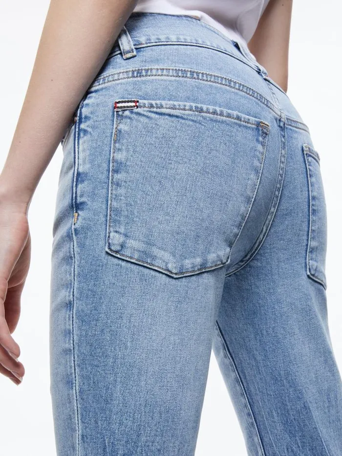 Alice Olivia STACEY LOW RISE BELL BOTTOM JEAN Bay Blue Women Jeans