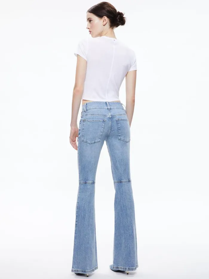 Alice Olivia STACEY LOW RISE BELL BOTTOM JEAN Bay Blue Women Jeans