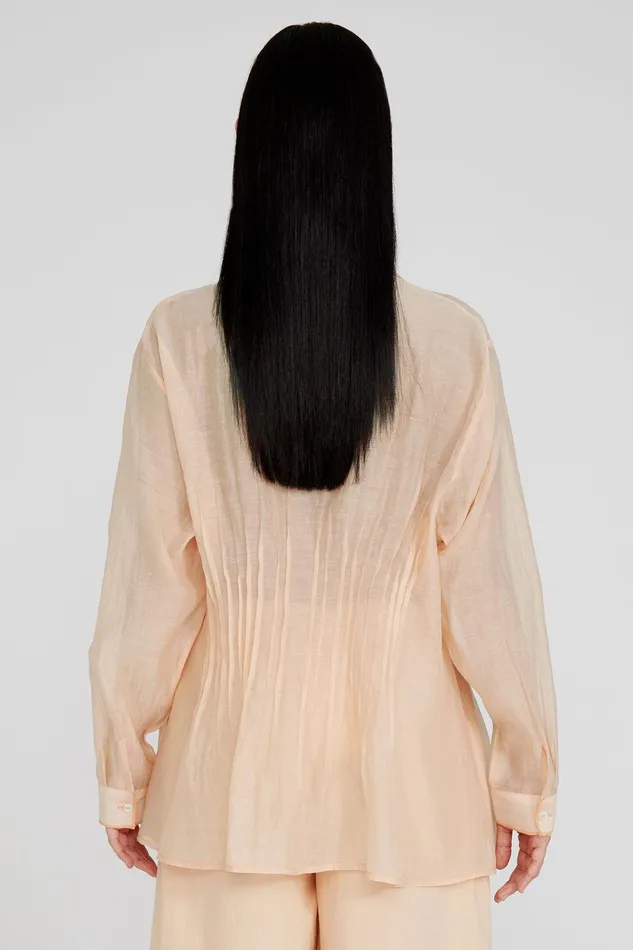 Allison Pintucked Blouse Apricot Ice Women Chan Luu Tops