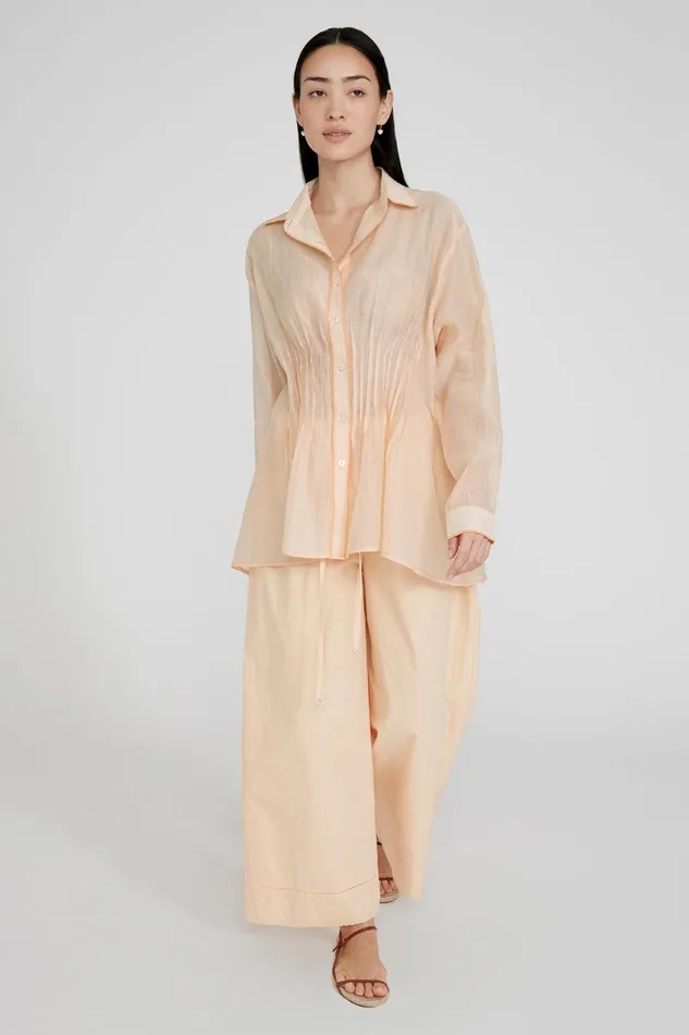 Allison Pintucked Blouse Apricot Ice Women Chan Luu Tops