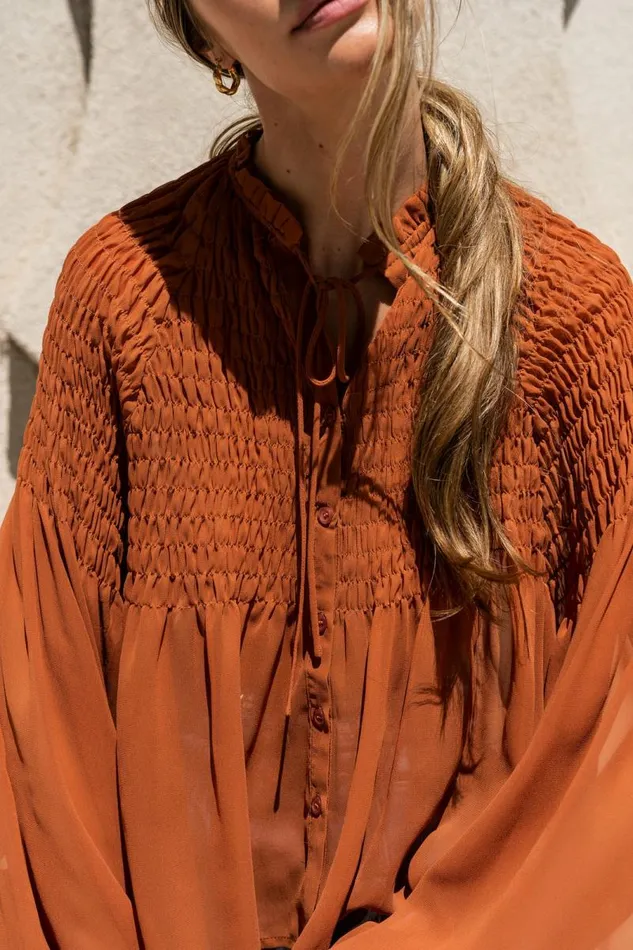 Anita Sheer Blouse In Brown 8211 FINAL SALE Brown Women Bohme Tops