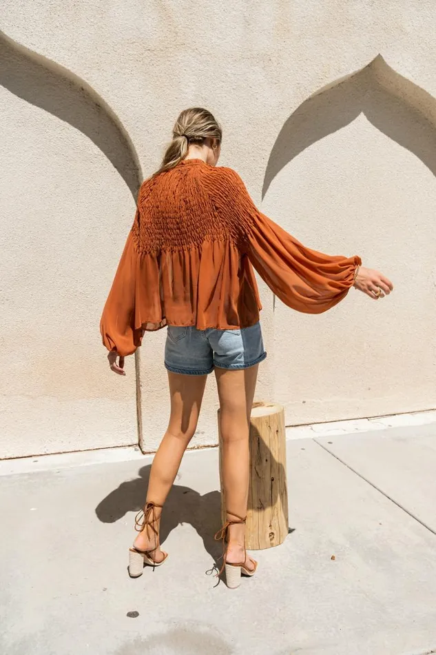 Anita Sheer Blouse In Brown 8211 FINAL SALE Brown Women Bohme Tops