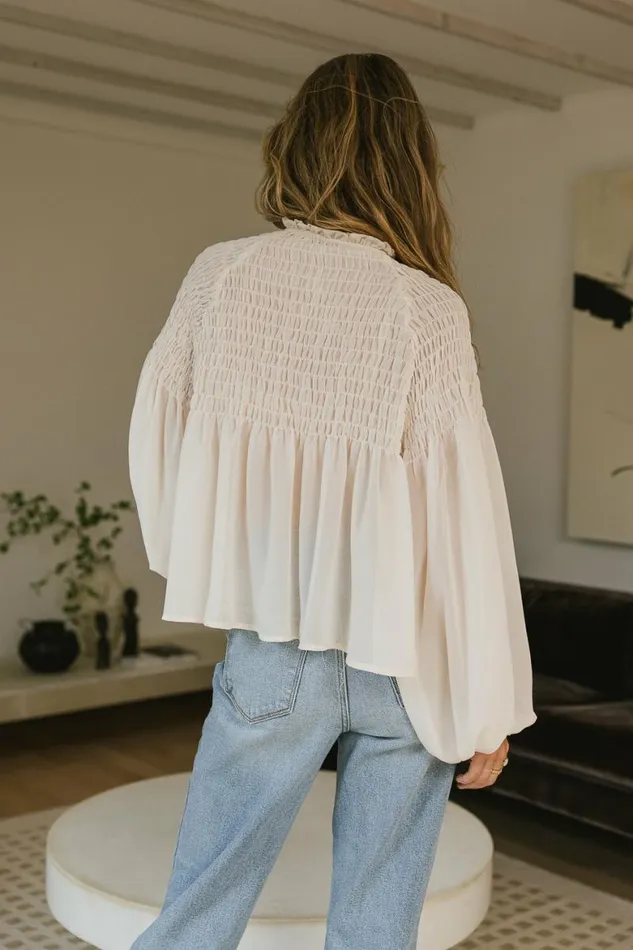 Anita Sheer Blouse In Cream 8211 FINAL SALE Cream Women Bohme Tops