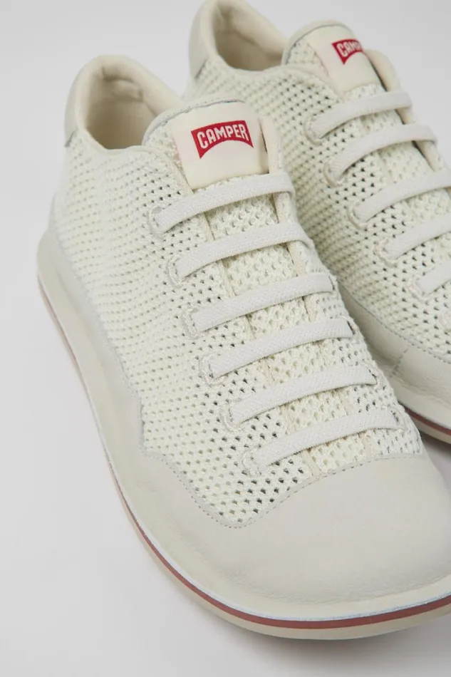 Ankle Boots Men Camper Beetle White TextileLeather Basket Bootie