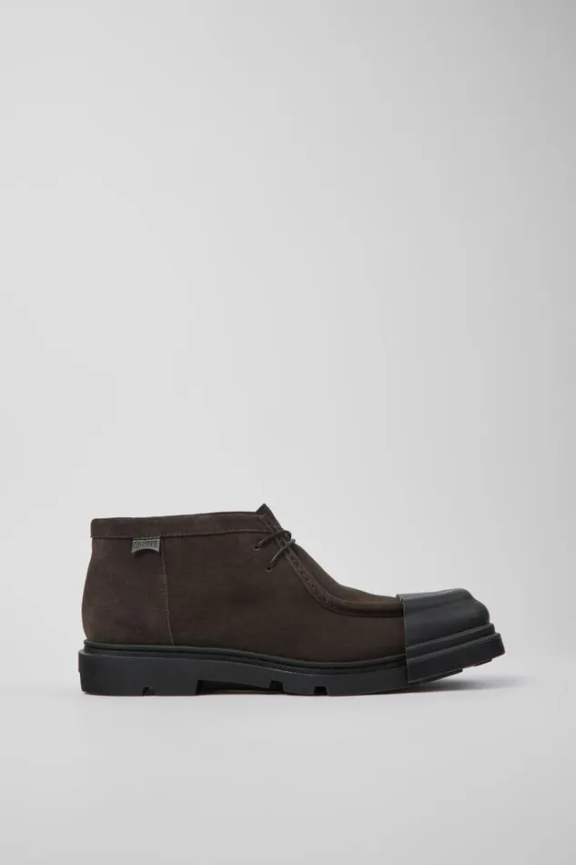 Ankle Boots Men Camper Junction Gray Nubuck Shoes