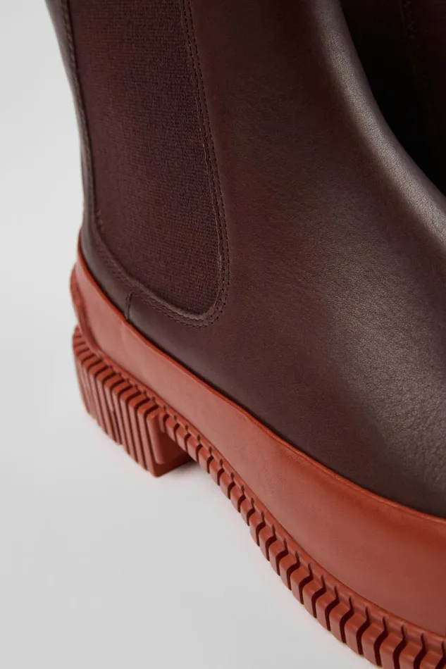 Ankle Boots Women Camper Pix Red And Brown Leather Chelsea Boots