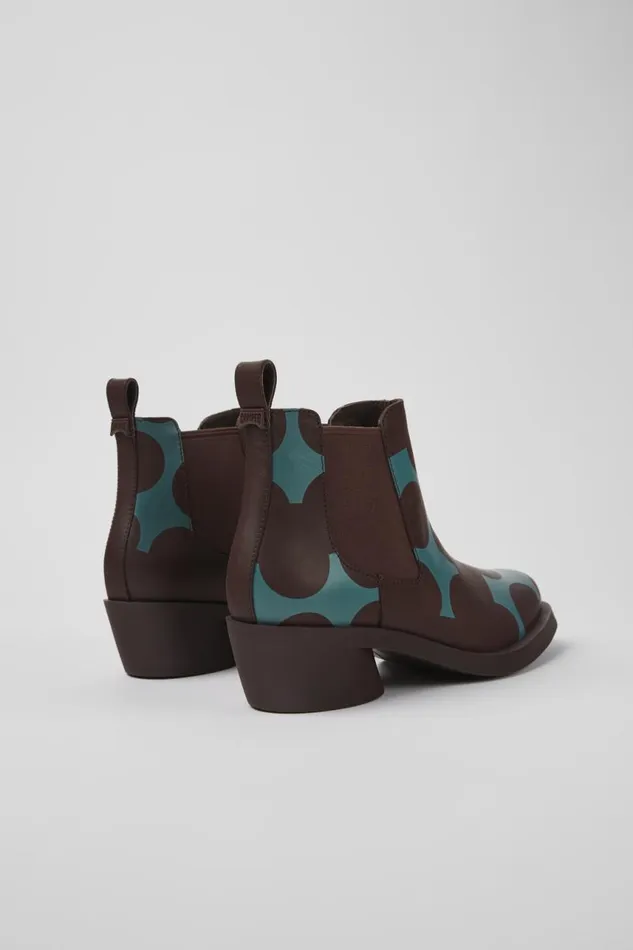 Ankle Boots Women Camper Twins Burgundy And Blue Leather Ankle Boots