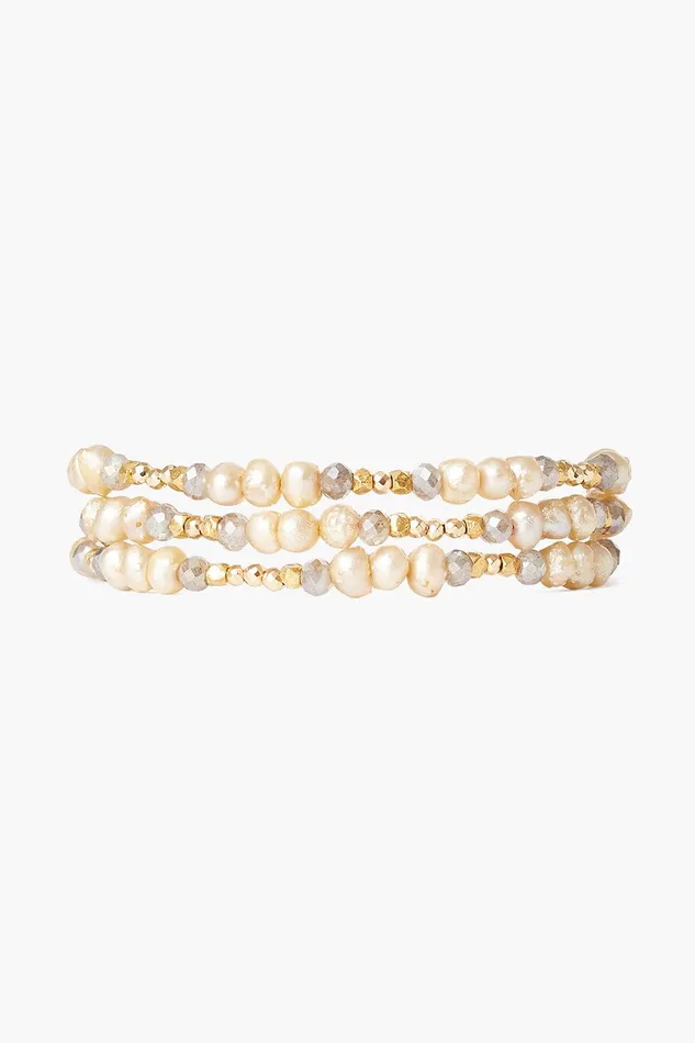 Antica Triple Naked Wrap Bracelet Champagne Pearl Women Chan Luu Bracelets