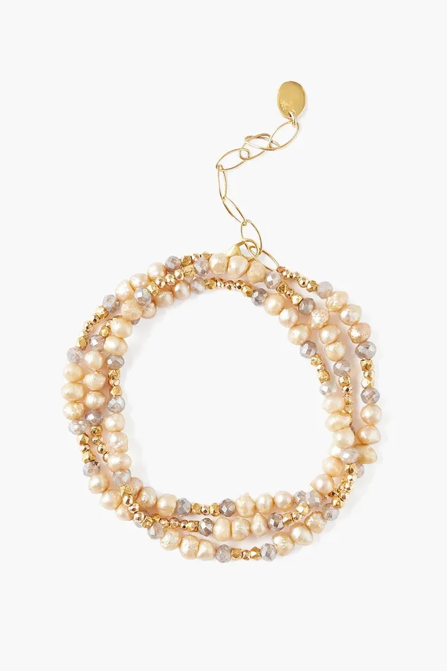 Antica Triple Naked Wrap Bracelet Champagne Pearl Women Chan Luu Bracelets