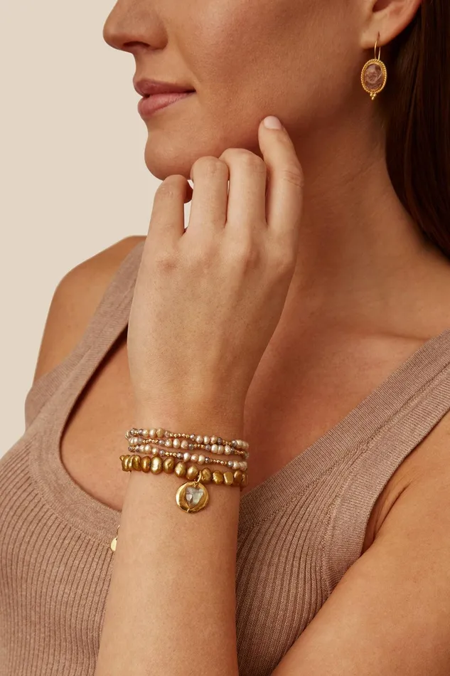 Antica Triple Naked Wrap Bracelet Champagne Pearl Women Chan Luu Bracelets