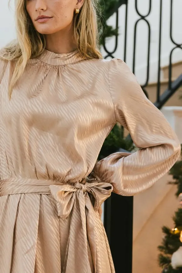 Ariana Zebra Midi Dress In Champagne Champagne Women Bohme Dresses